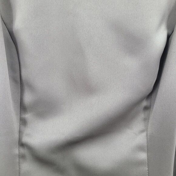 Vintage Womens Satin Sheath Gown Side Slit Size XS Taupe Neutral Cocktail Party - Picture 7 of 12